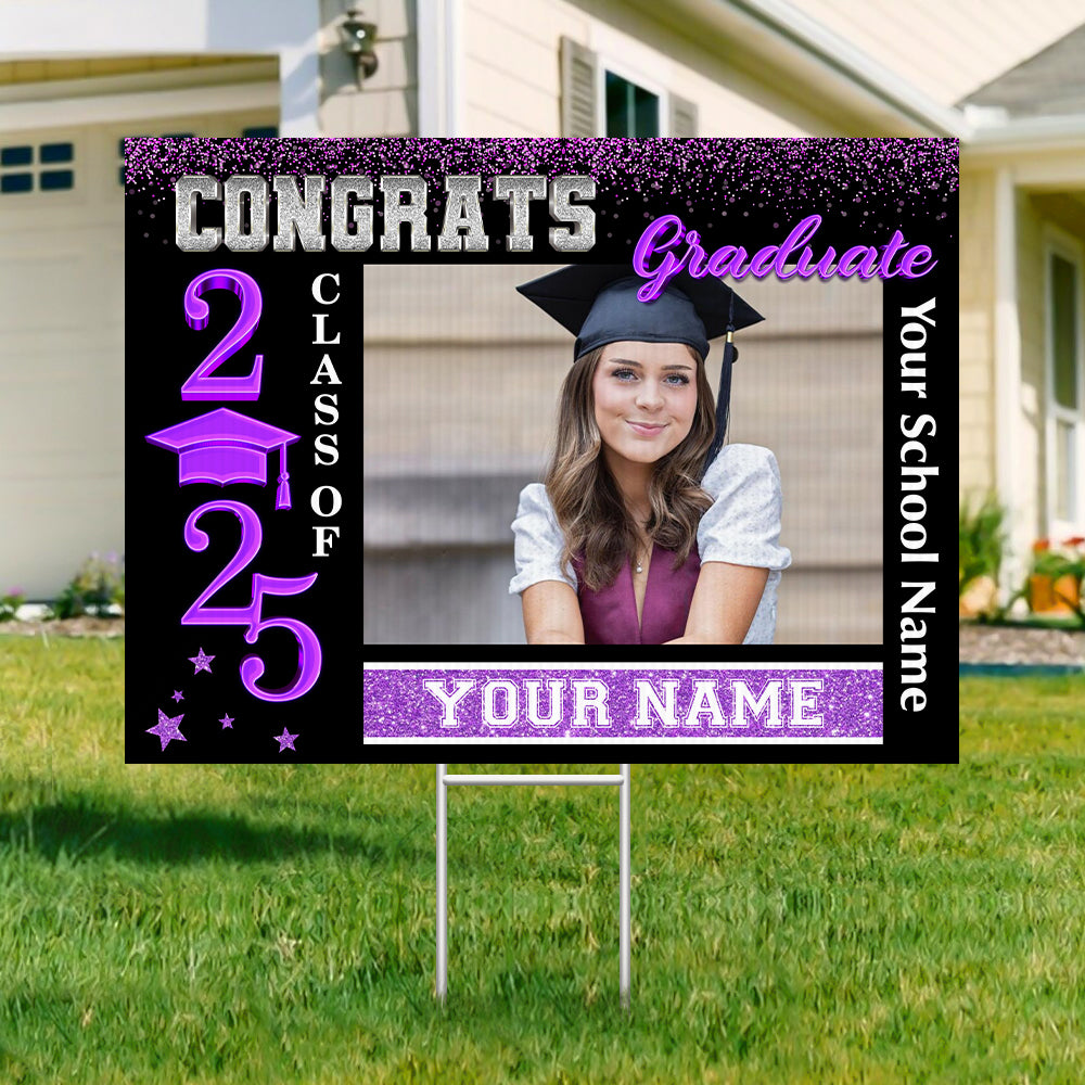 Congrats Class Of 2025 Lawn Sign, Personalized Congrats Graduation Senior 2025 Lawn Sign, Graduation Gift