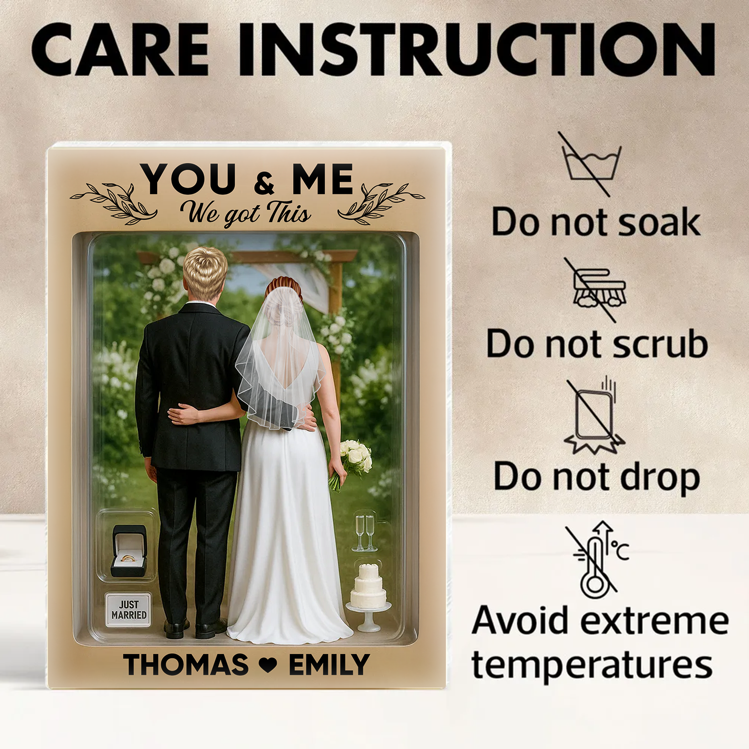 Wedding Couple - Custom Figure Personalized Acrylic Block Plaque