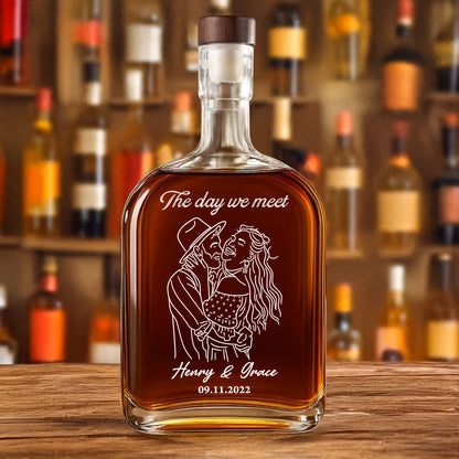 The Day We Meet - Custom Couple Name and Photo - Personalized Custom Whiskey Bottle