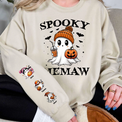 Spooky Mom Grandma Halloween Pumpkin - Custom Name Sweatshirt - Personalized Shirt Custom T-shirt