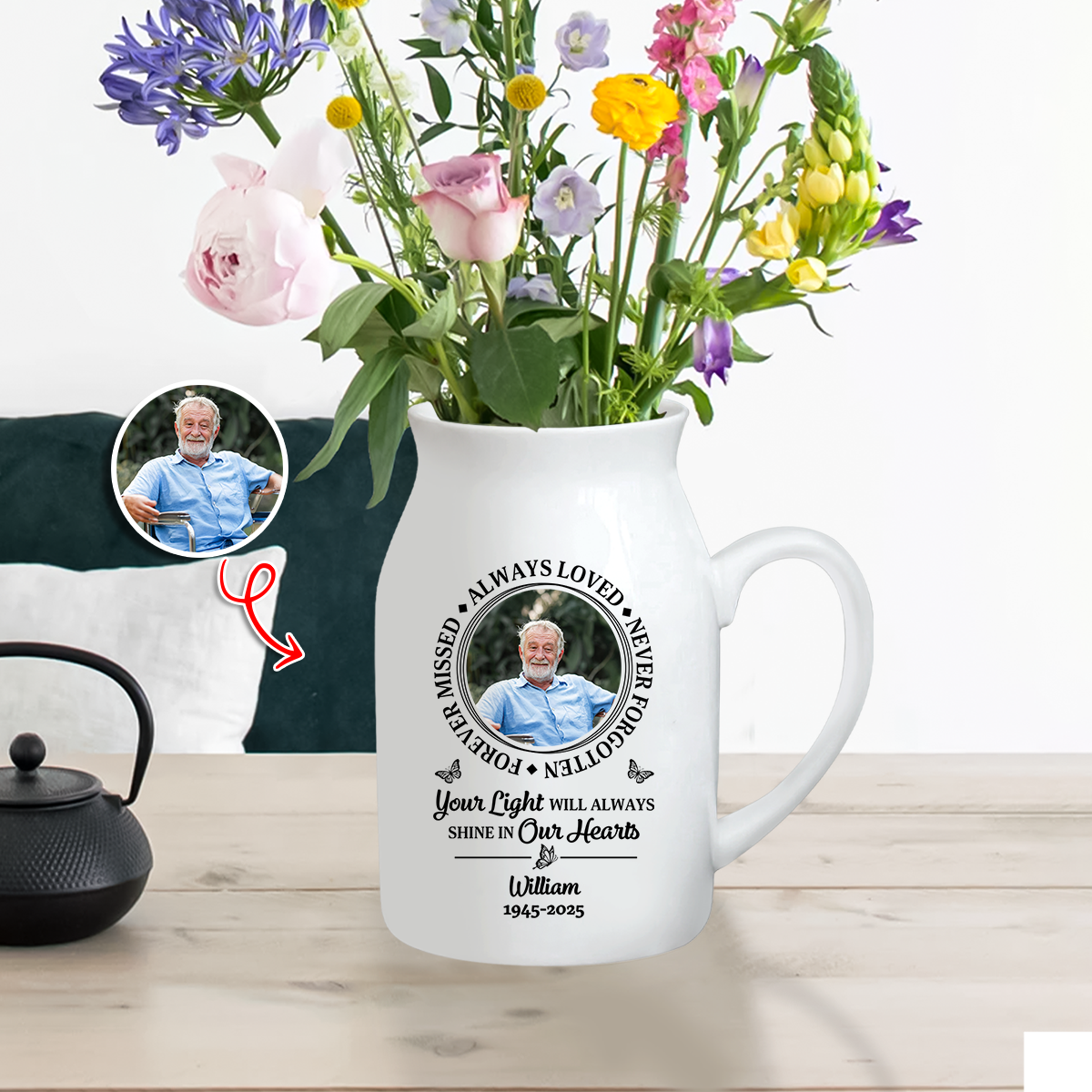 Always Loved - Personalized Ceramic Flower Vase - Sympathy Gift