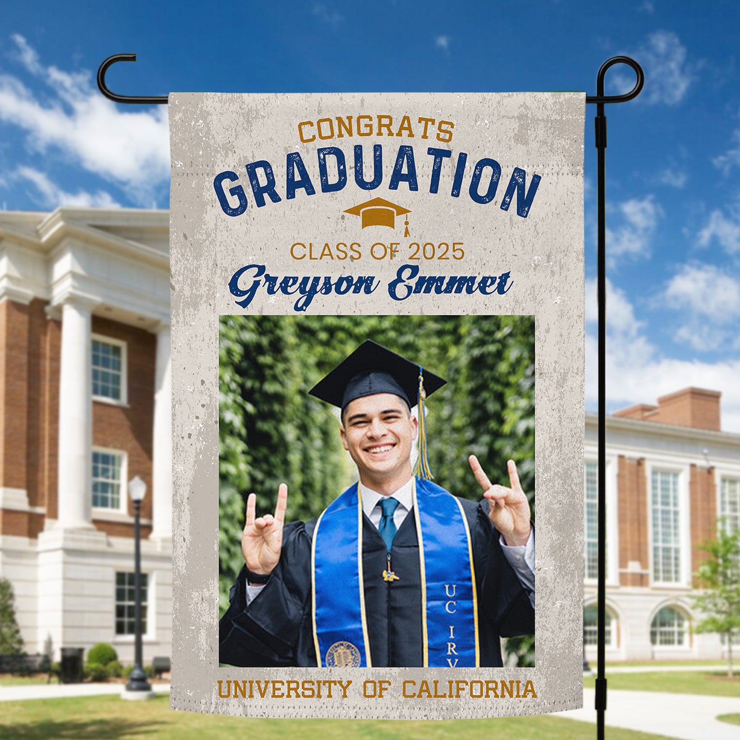 Custom Photo and Name Flag Congrats Graduation 2025 Garden Flag, Graduation Decorations