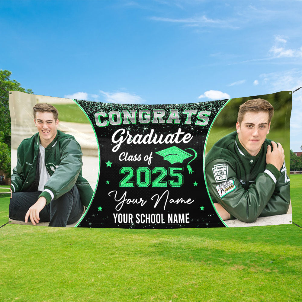 Silver Banner Graduation Class Of 2025 Personalized Banner - Graduation Decor Gift