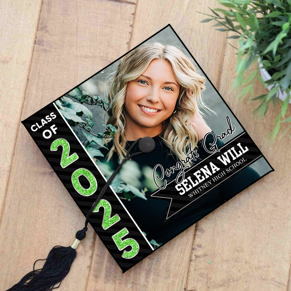 Personalized Class Of 2025 Photo Graduation Cap Topper, Decorations For Grad Cap