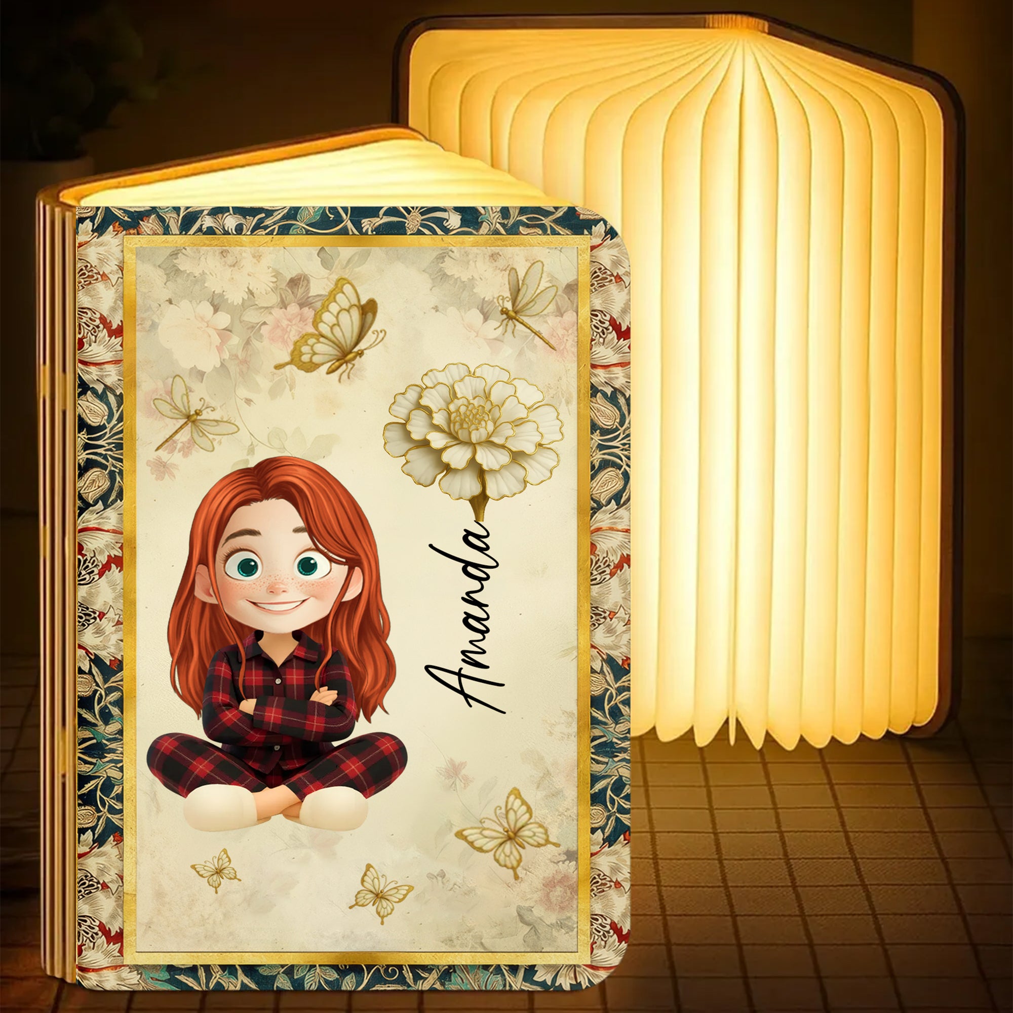 Floral Soul - Personalized Book Lamp - Christmas Gift