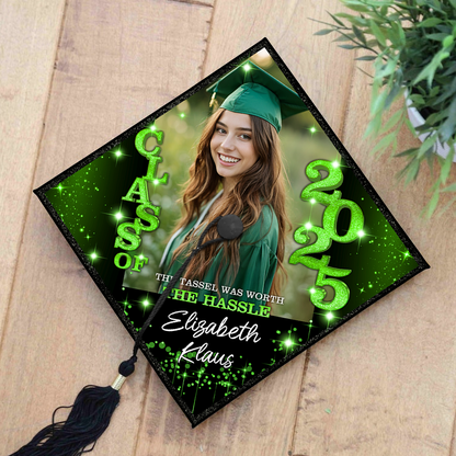 Personalized Class Of 2025 Photo Graduation Cap Topper, Decorations For Grad Cap