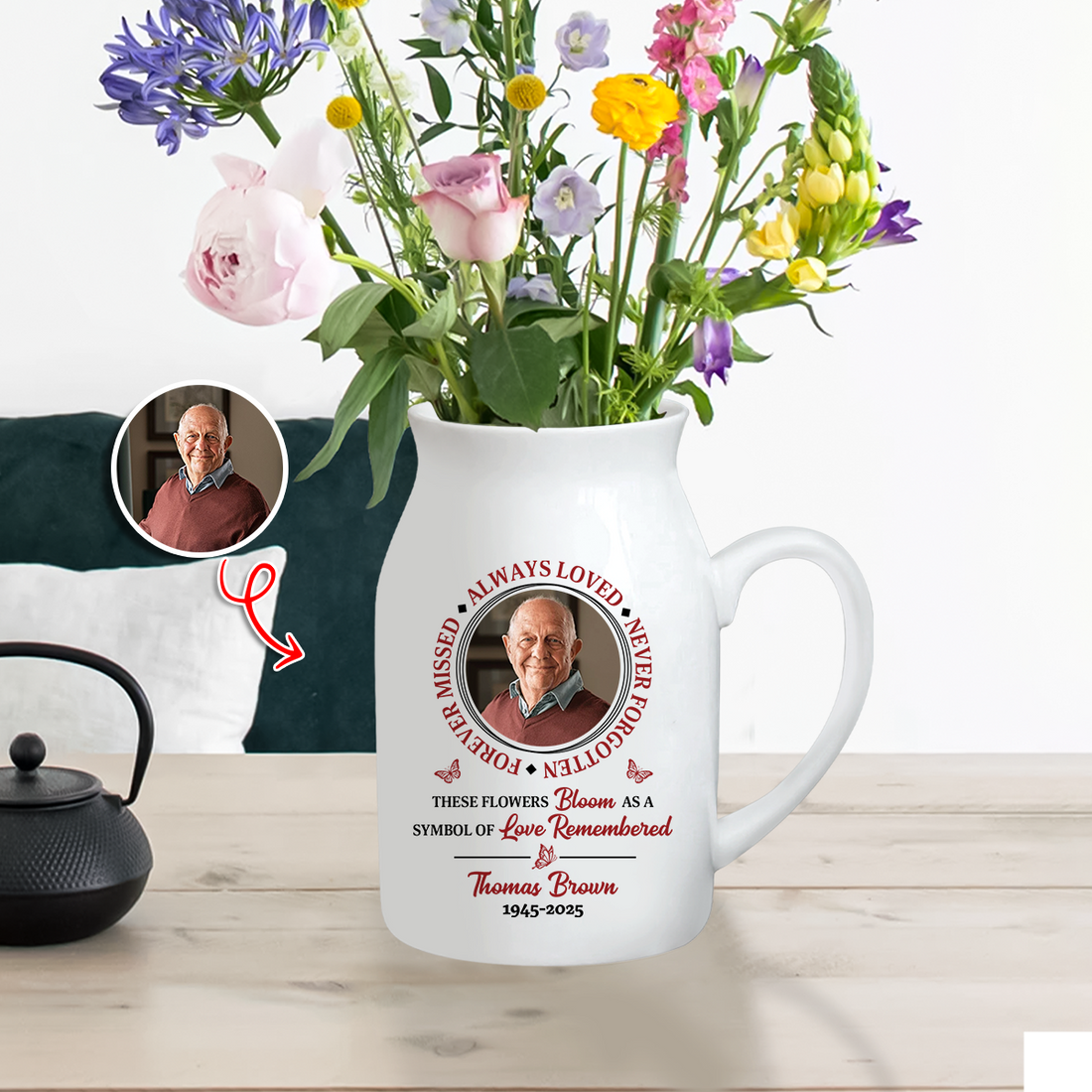 Always Loved - Personalized Ceramic Flower Vase - Memorial Gift
