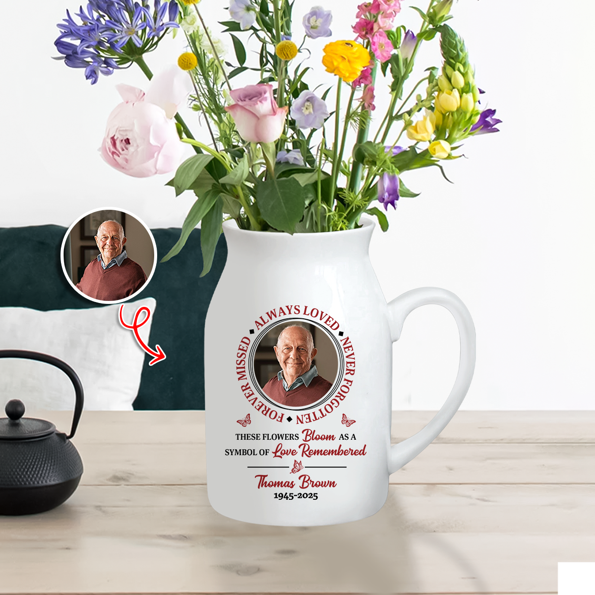 Always Loved - Personalized Ceramic Flower Vase - Memorial Gift