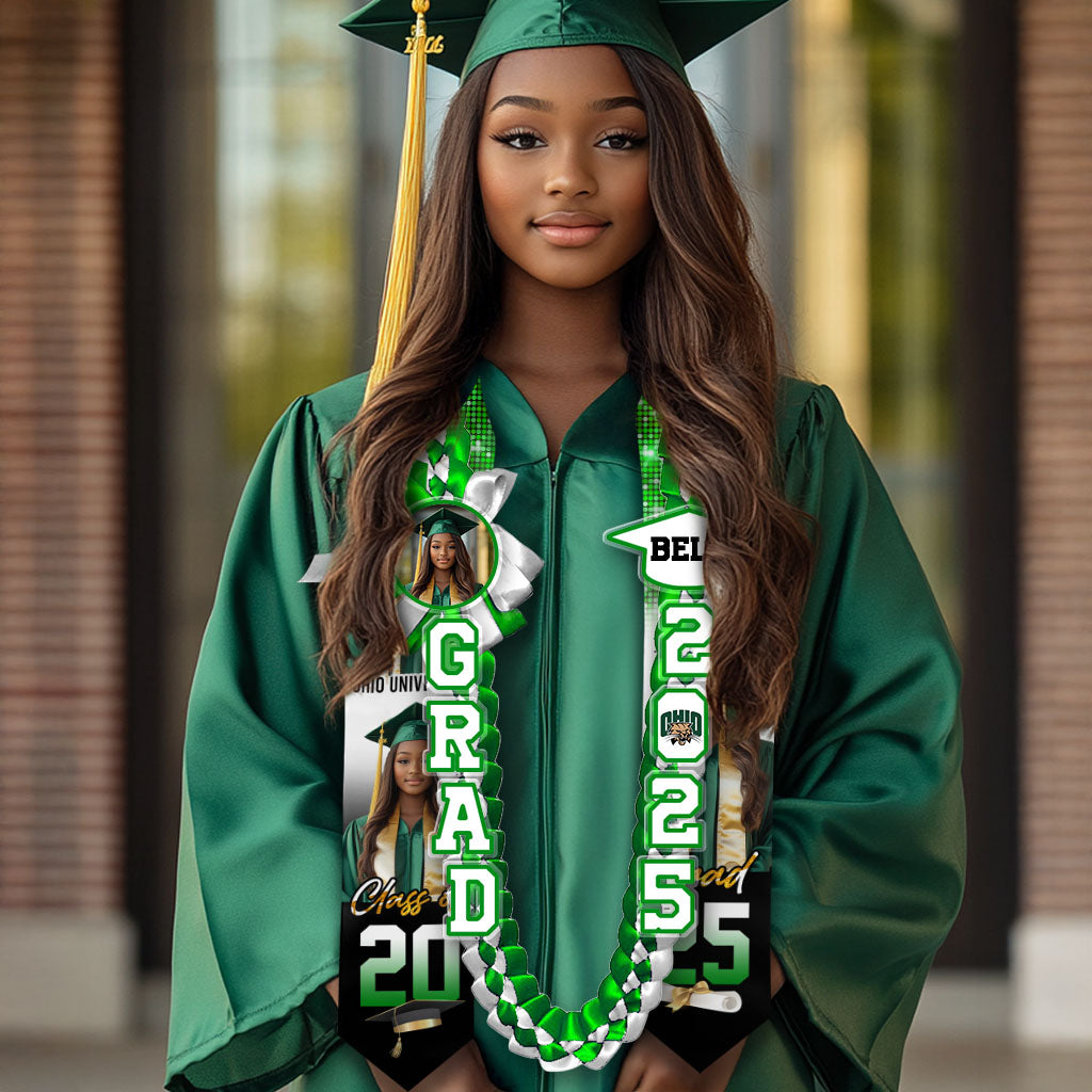 Glitter 2025 Graduation Stole and Lei Custom Photo - Personalized Gift For Graduation - Grad 2025
