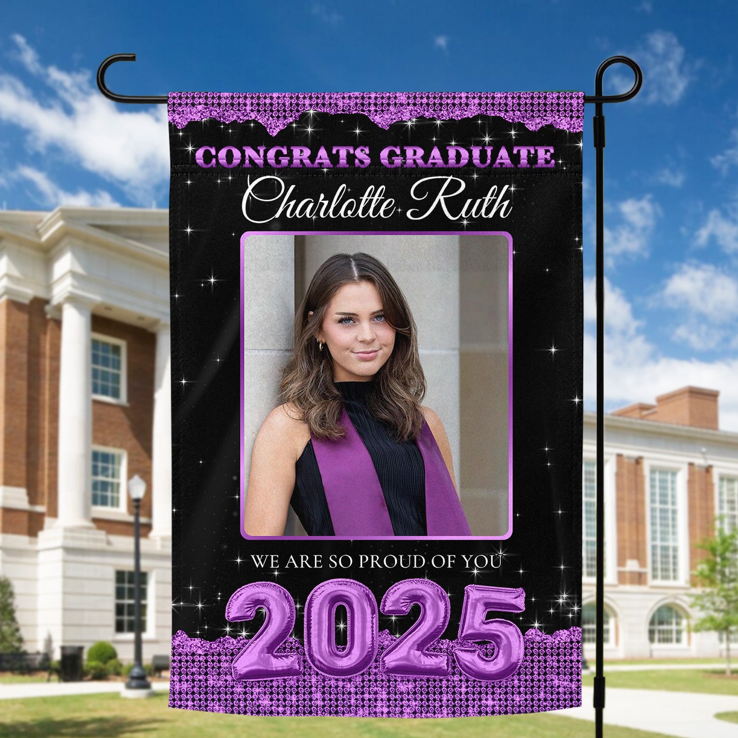 Custom Graduation Flag | Congrats Graduate Class Of 2025 With Photo – Graduation Garden Flag & Party Decor