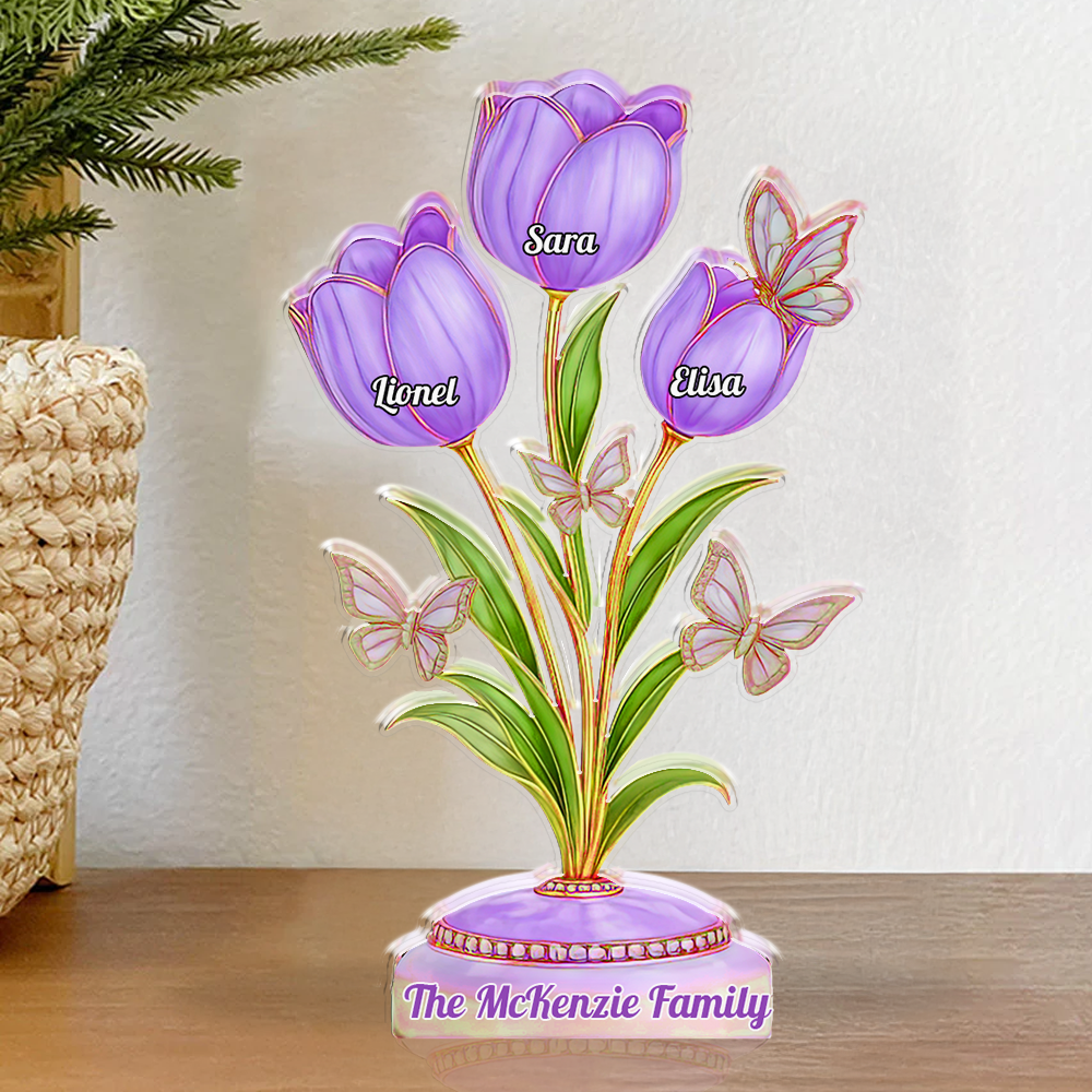 Family Flower - Personalized Custom Shaped Acrylic Plaque - Tulip