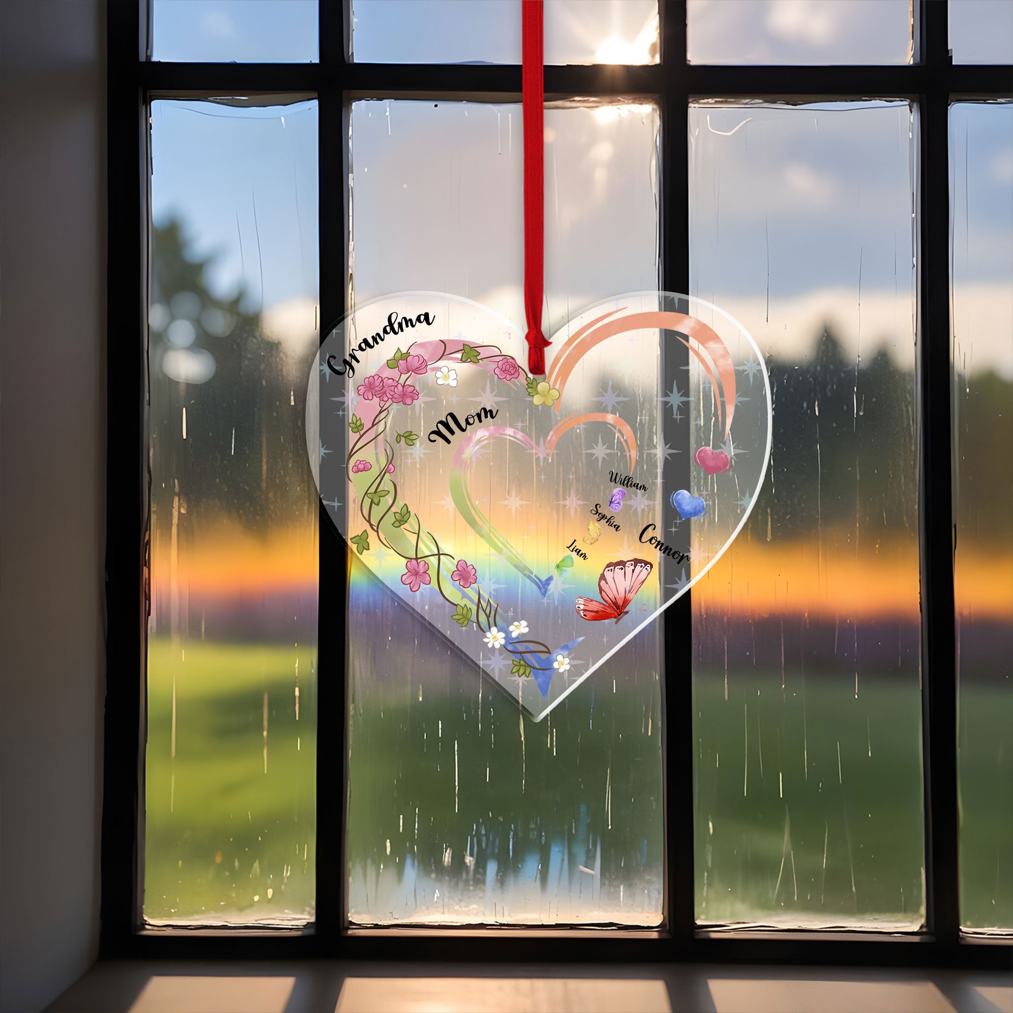 Family Love Grandma Mama - Custom Name Hologram Ornament - Family Decoration