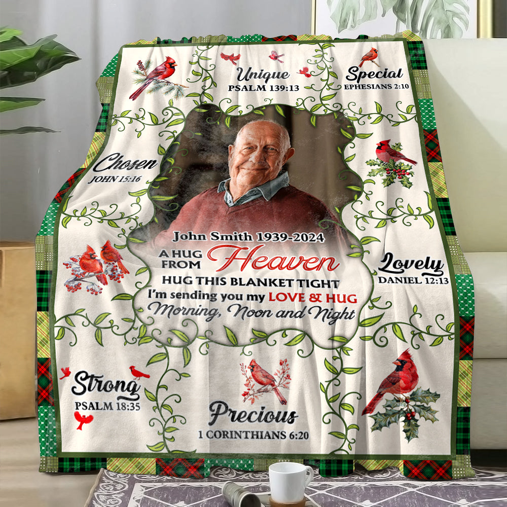Love and Hug From Heaven - Custom Photo Sympathy Gift - Personalized Memorial Custom Blanket