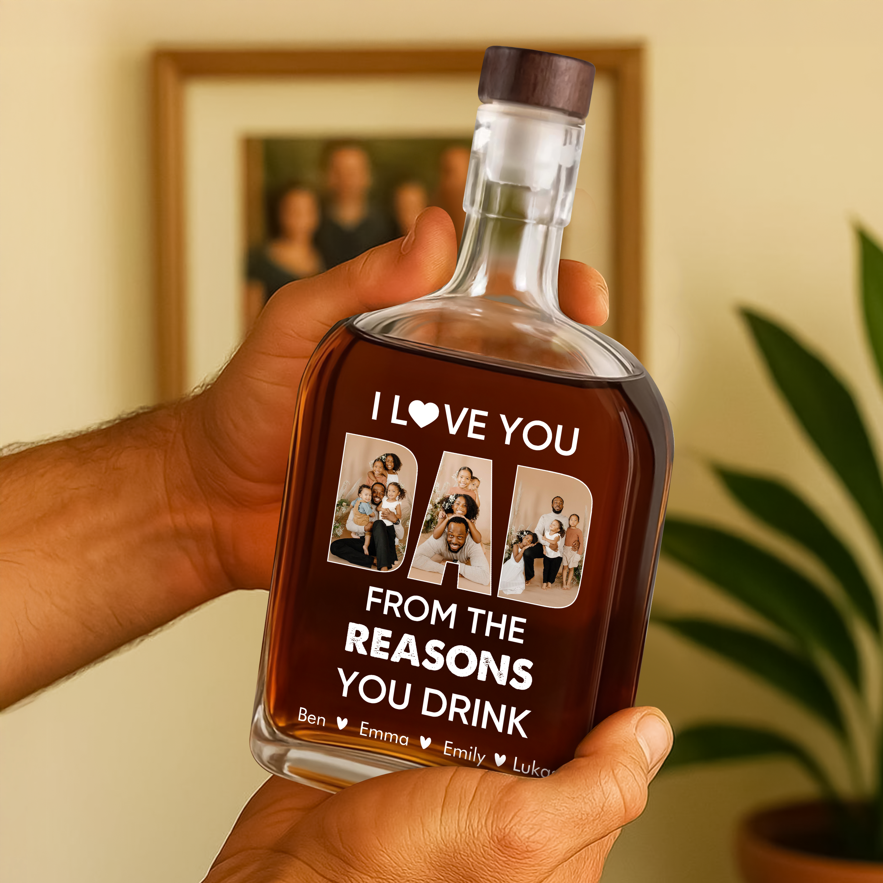 I Love You Dad - Family Personalized Custom Whiskey Bottle