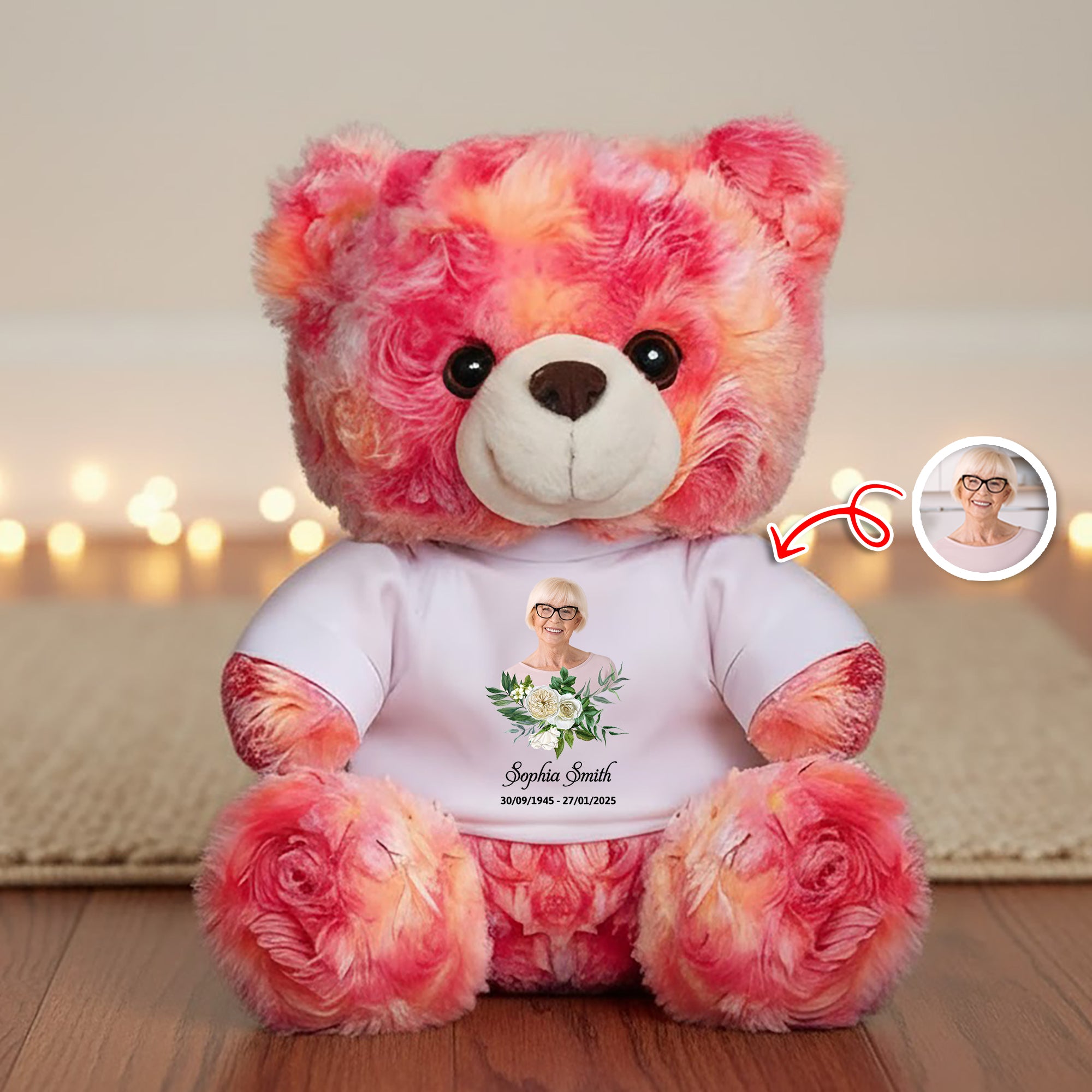Those We Love Don't Go Away - Sympathy Gift - Custom Name and Photo - Personalized Bear Plush