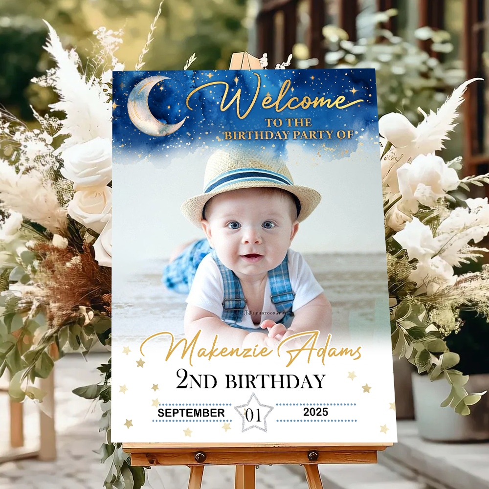 Baby Birthday Welcome Sign - Custom Name and Photo Birthday Law Sign