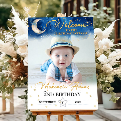 Baby Birthday Welcome Sign - Custom Name and Photo Birthday Law Sign