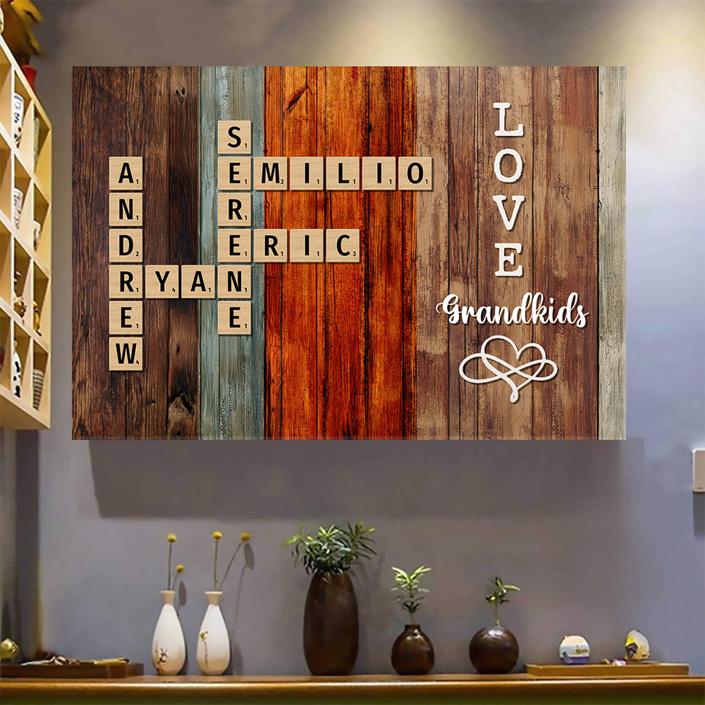 Personalized Custom Photo Horizontal Canvas - Family Crossword Art - Family Decor