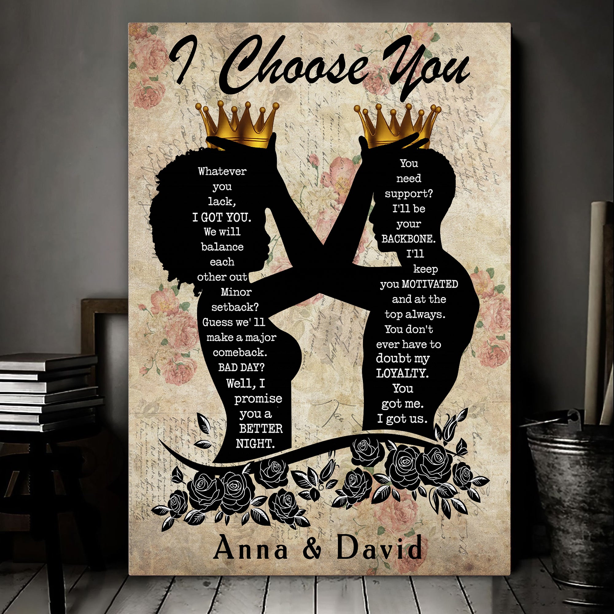 I Choose You - Custom Couple Name - Canvas Sign - Anniversary Gift