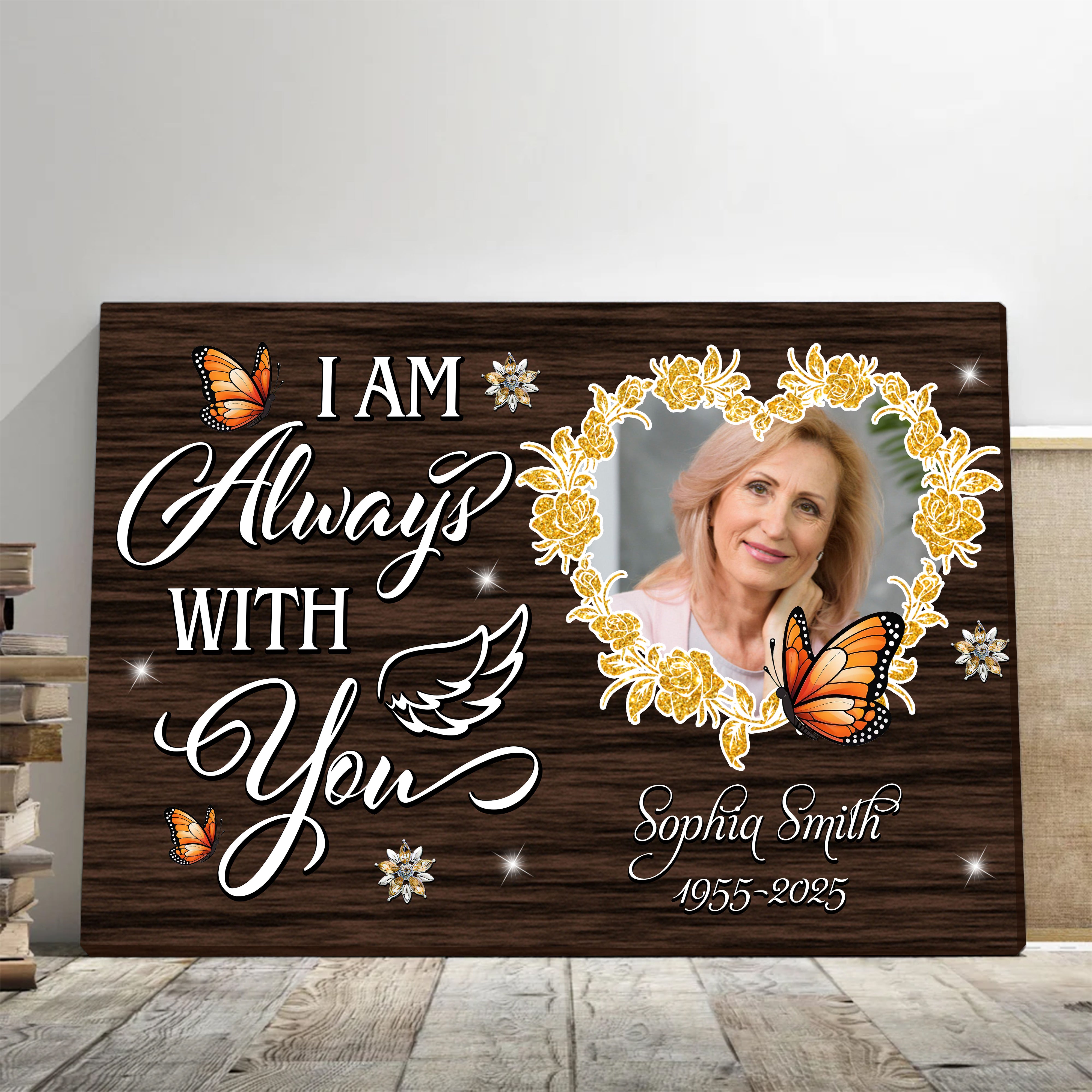 I'm Always With You - Custom Name and Photo Memorial - Personalized Canvas Print - Family Decor