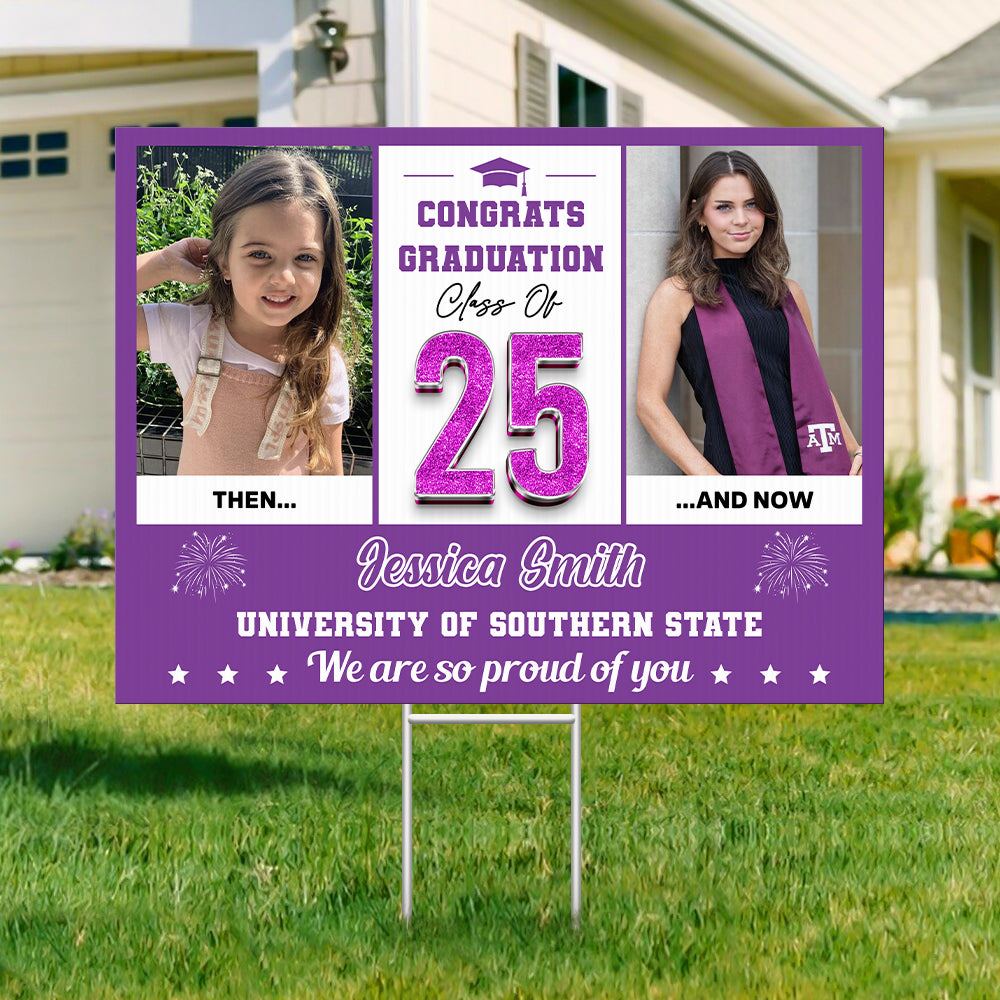 Class of 2025 Graduation Lawn Sign | Custom Name, School & Photo | Proud Graduate Yard Sign