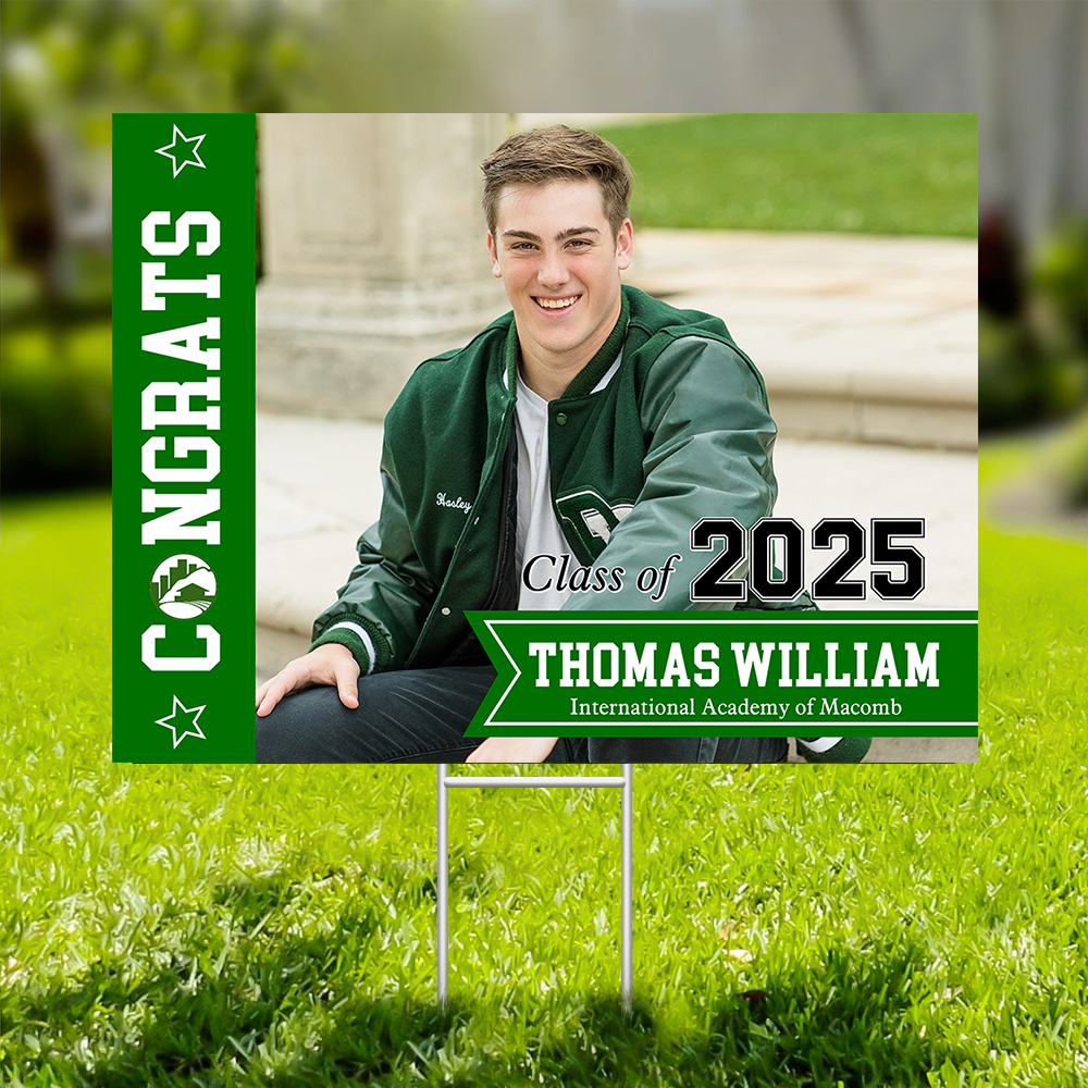 Custom Graduation Lawn Sign - Class of 2025, Personalized Name, School & Photo