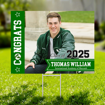 Custom Graduation Lawn Sign - Class of 2025, Personalized Name, School & Photo