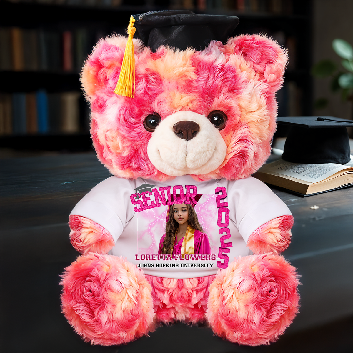 Senior 2025 Personalized Custom Graduation Teddy Bear Plush - Graduate Bear With Cap