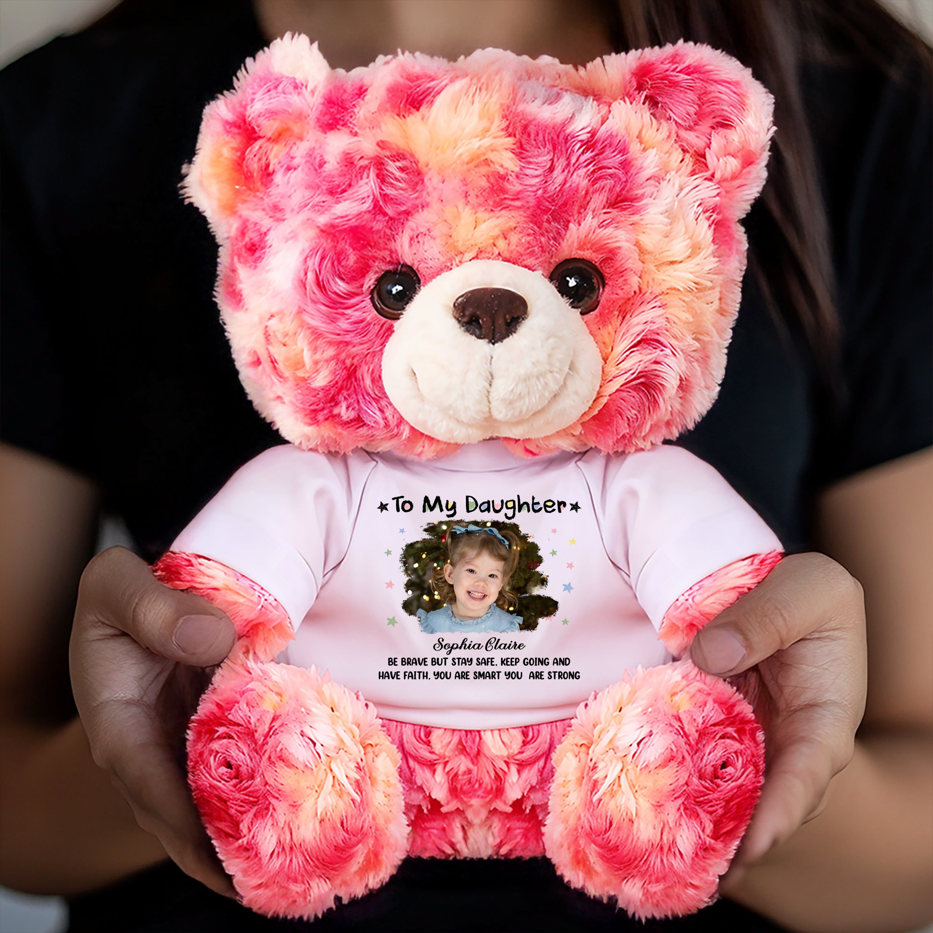 Be Brave But Stay Safe - Personalized Bear Plush - Custom Name and Photo Teddy Bear