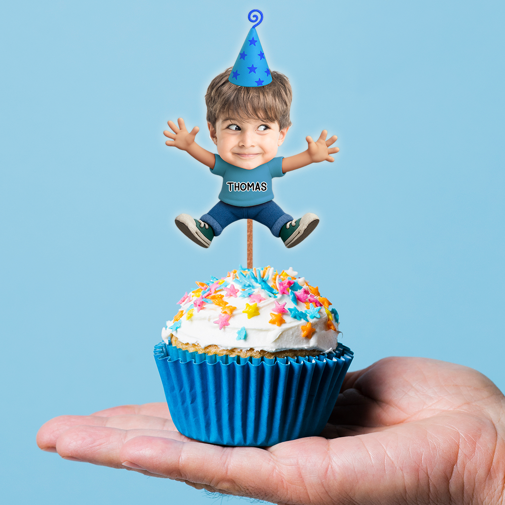 Baby Birthday Face Photo - Custom Birthday Party Face Cupcake Toppers, Graduation Decorations, Physical Product