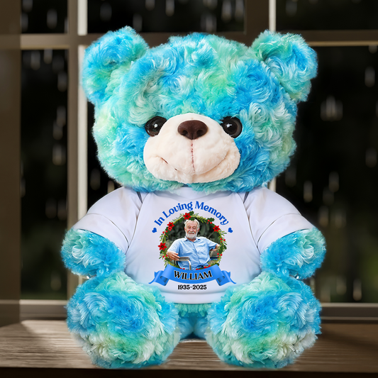 In Loving Memory - Personalized Memorial Bear Plush - Custom Name and Photo Teddy Bear