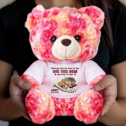 Hug This Bear Know I'm Here - Personalized Pet Memorial Bear Plush - Custom Name and Photo Teddy Bear