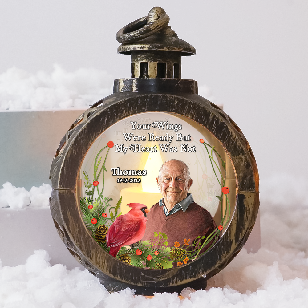 Your Light In My Heart - Custom Name and Photo - Personalized Memorial Candlelight Lantern Ornament
