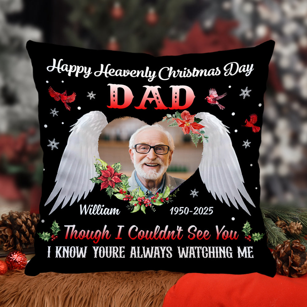 Custom Name and Photo - Heavenly Christmas Day - Personalized Pillow - Christmas Gift