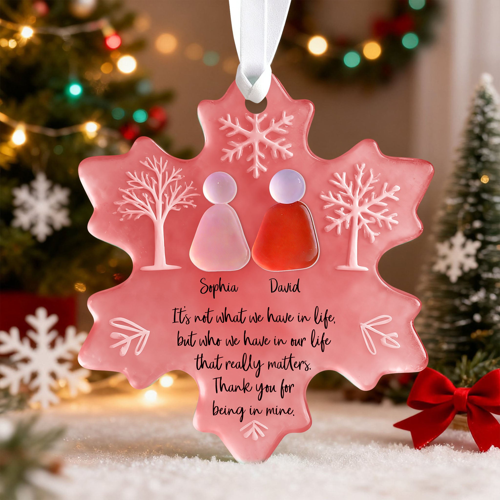 Snowflake Couple - Custom Name - Custom Shape Hologram Ornament