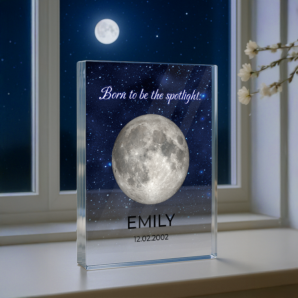 Born to be the Spotlight - Custom Name and Birthdate - Custom Shaped Acrylic Plaque - Home Decor