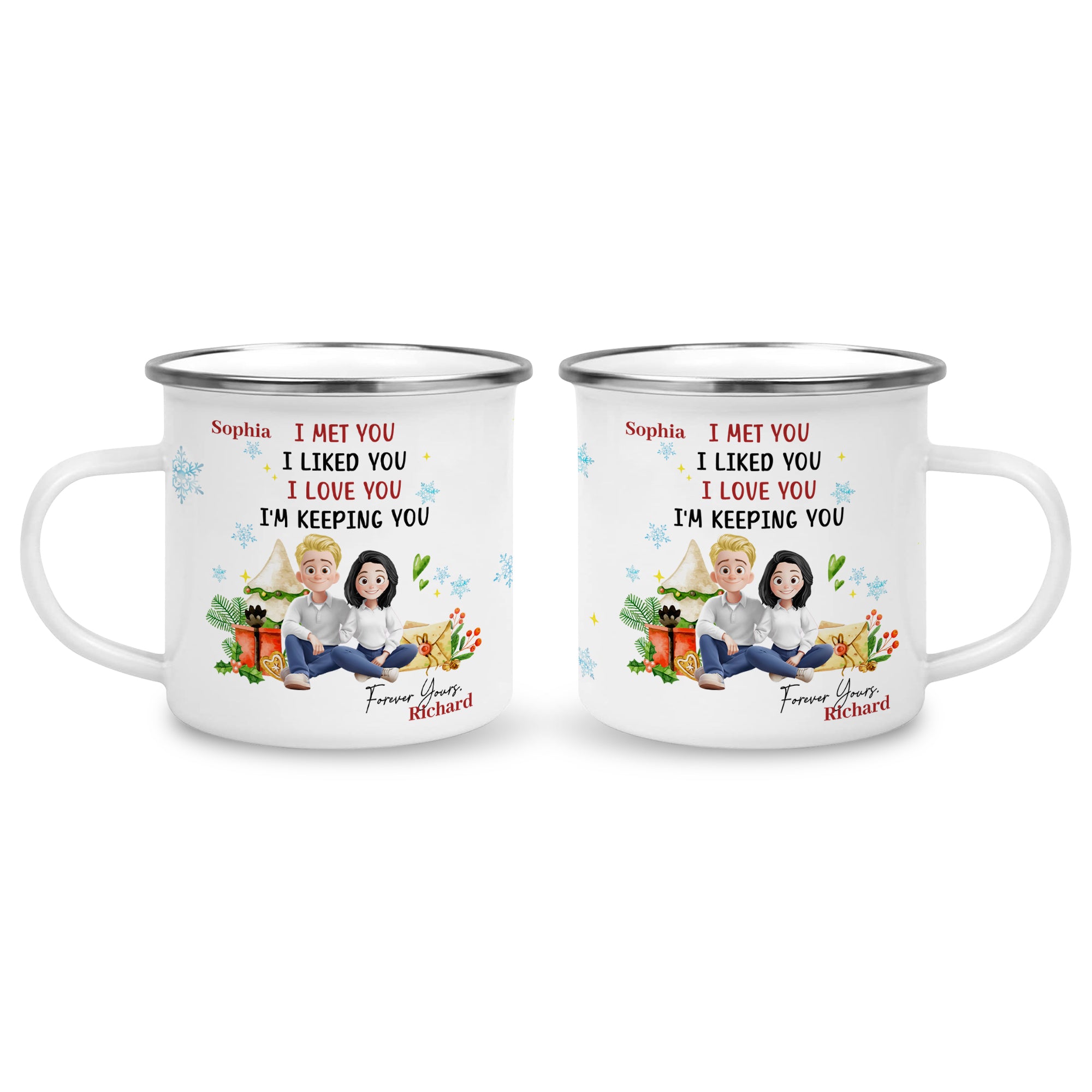 I'm Keeping You - Personalized Custom 12oz Enamel Mug - Gift for Lover