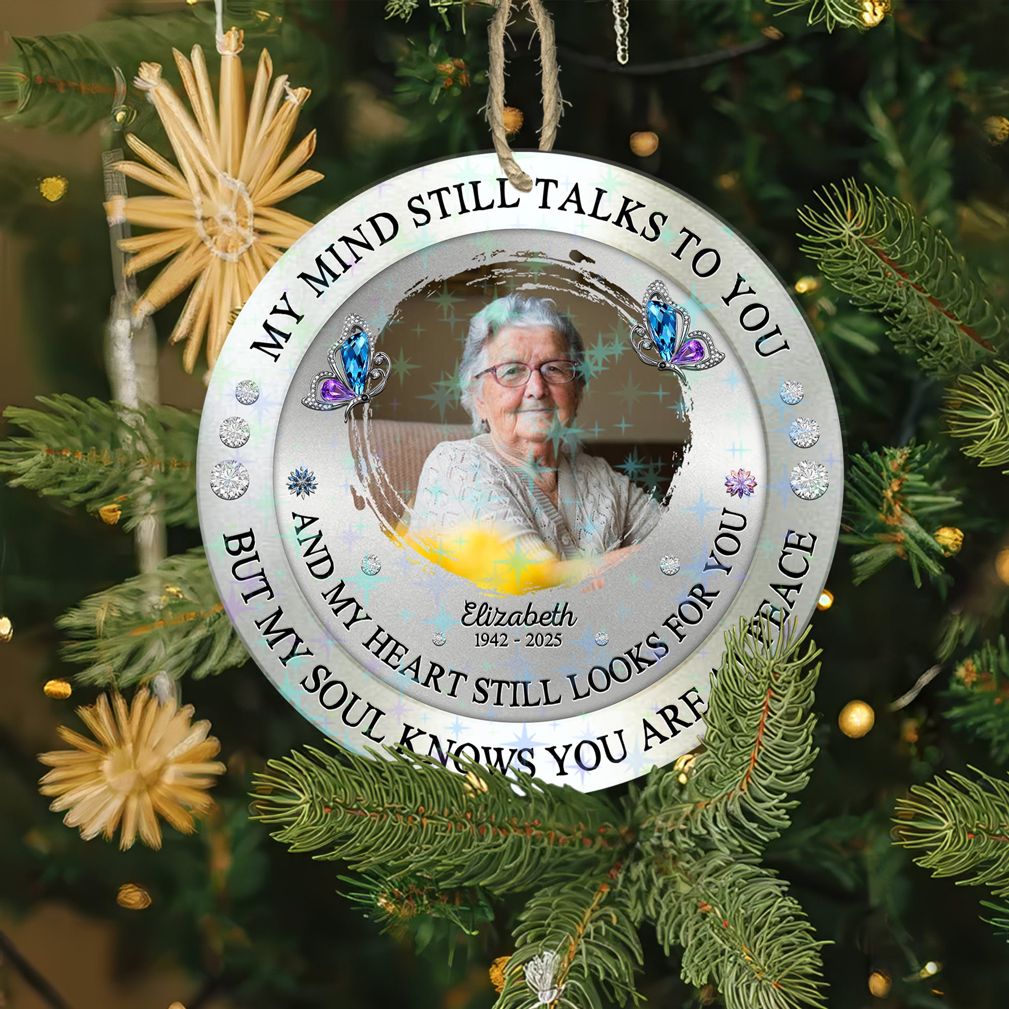 My Mind Still Talks To You - Custom Shape Hologram Ornament - Memorial Gift