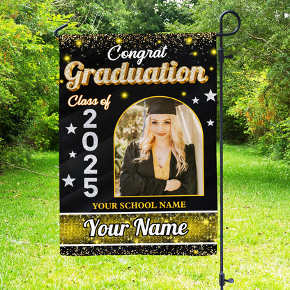 Custom Name Class Of 2025, Photo Flag Congrats Senior 2025 Graduation Garden Flag