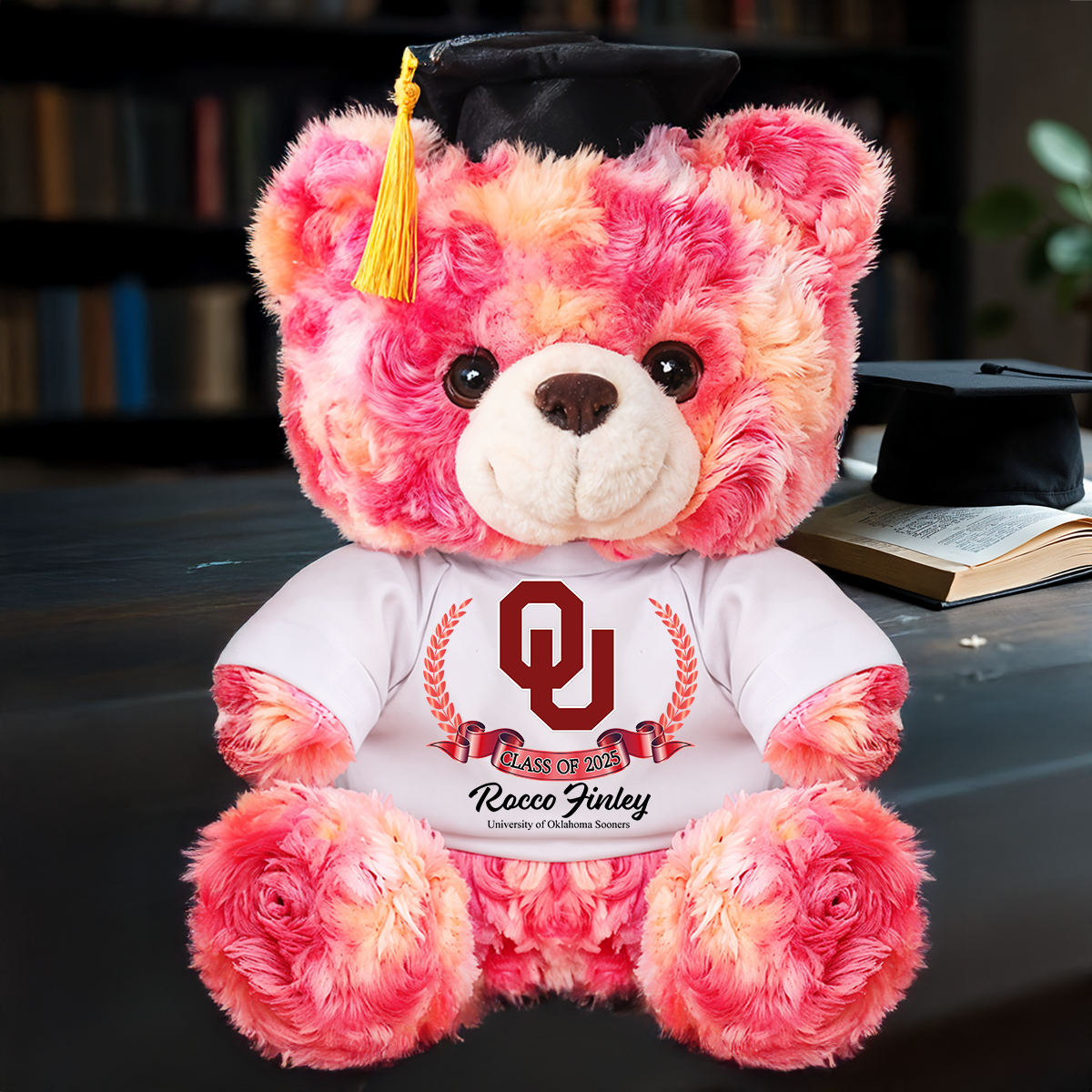 Class Of 2025 Custom Logo Graduation Teddy Bear Plush - Graduate Bear With Cap