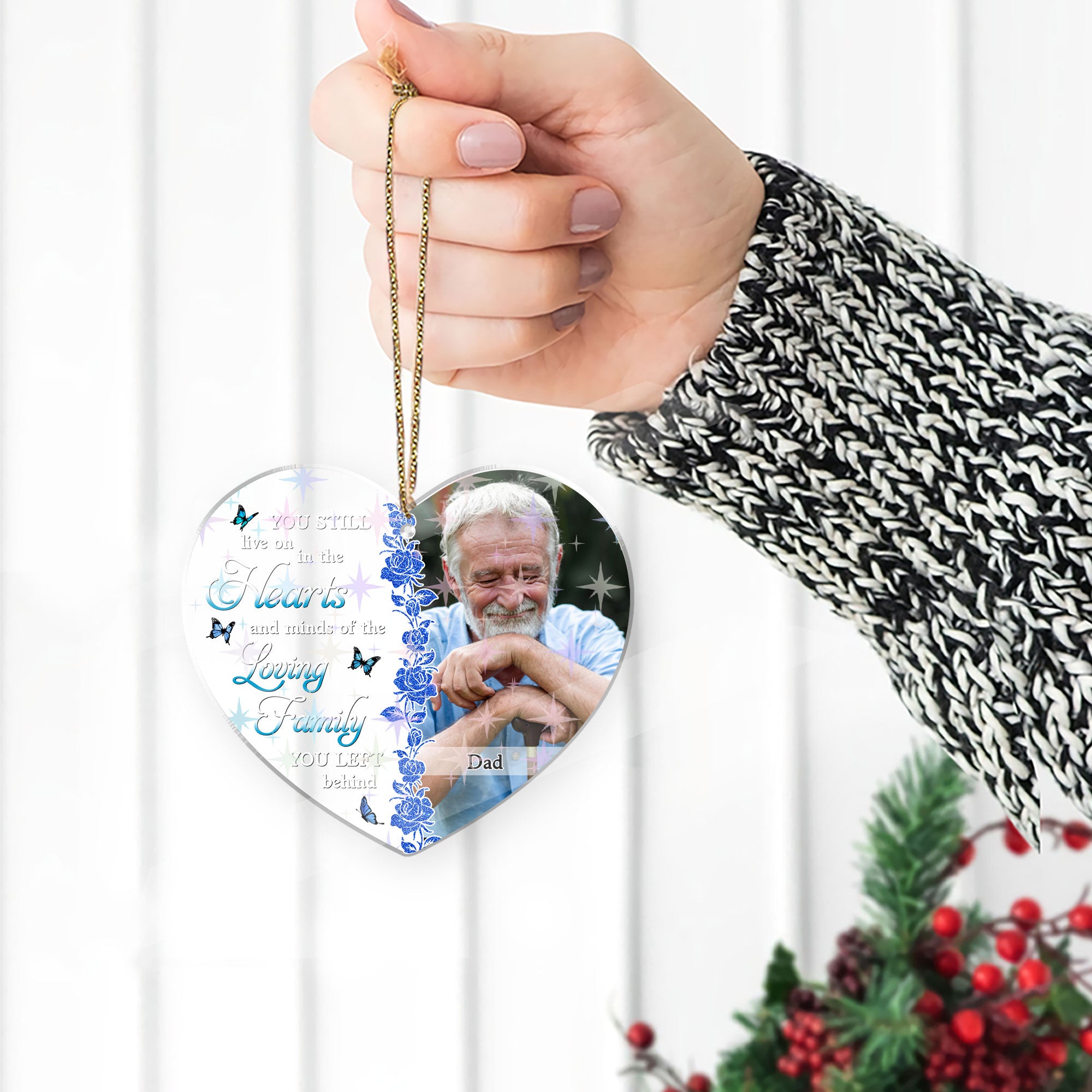 Personalized Memorial Christmas Ornament - Custom Shape Hologram Ornament