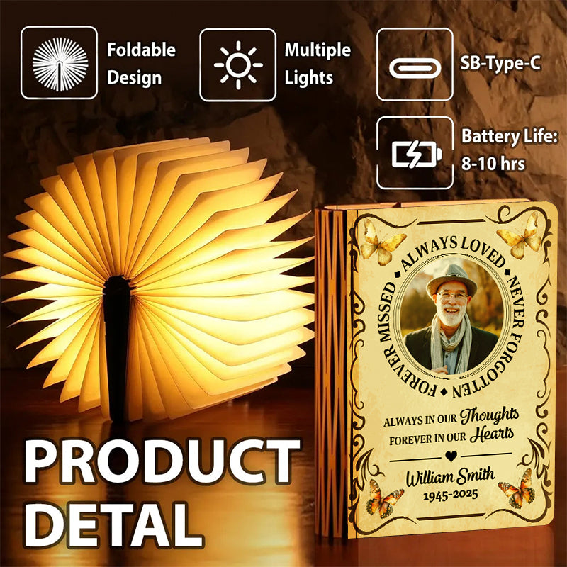 Always Loved Forever Missed - Personalized Book Lamp - Memorial Gift