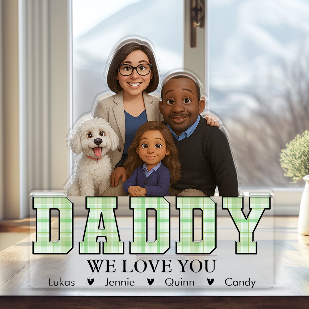 Daddy We Love You - Personalized Photo and Name - Custom Shaped Acrylic Plaque - Home Decor
