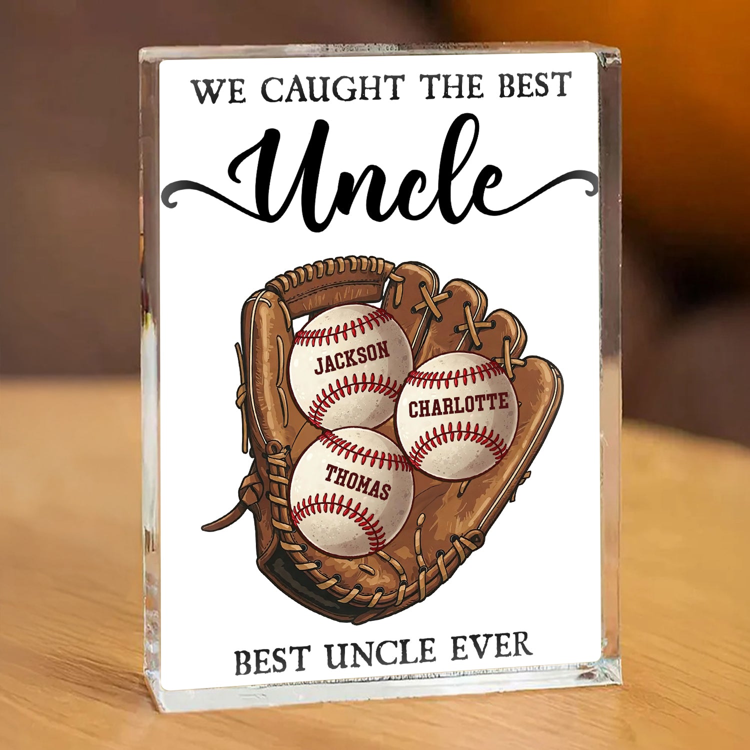 Personalized Baseball Dad Name Gift - Custom Shape Acrylic Block Plaque