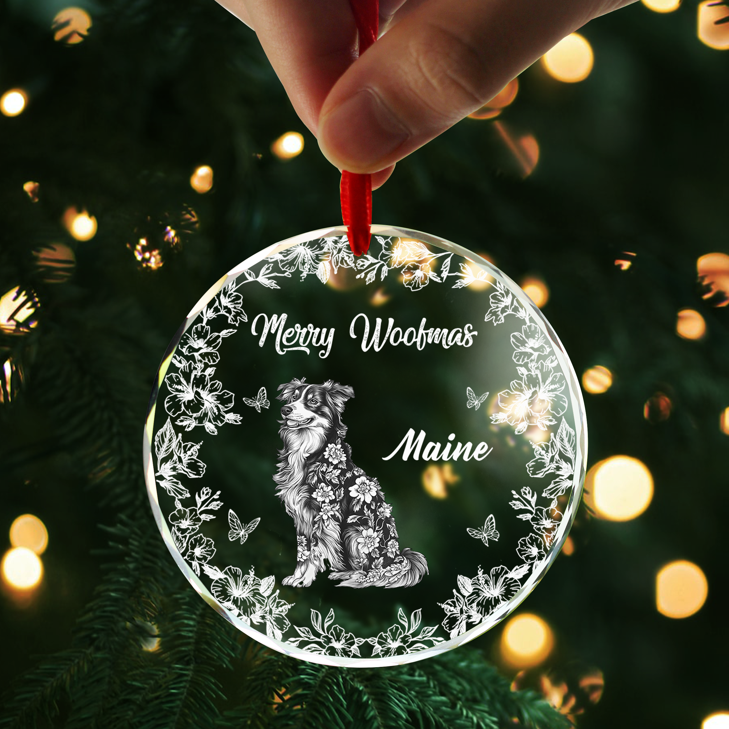 Merry Woofmas - Personalized Custom Glass Ornament
