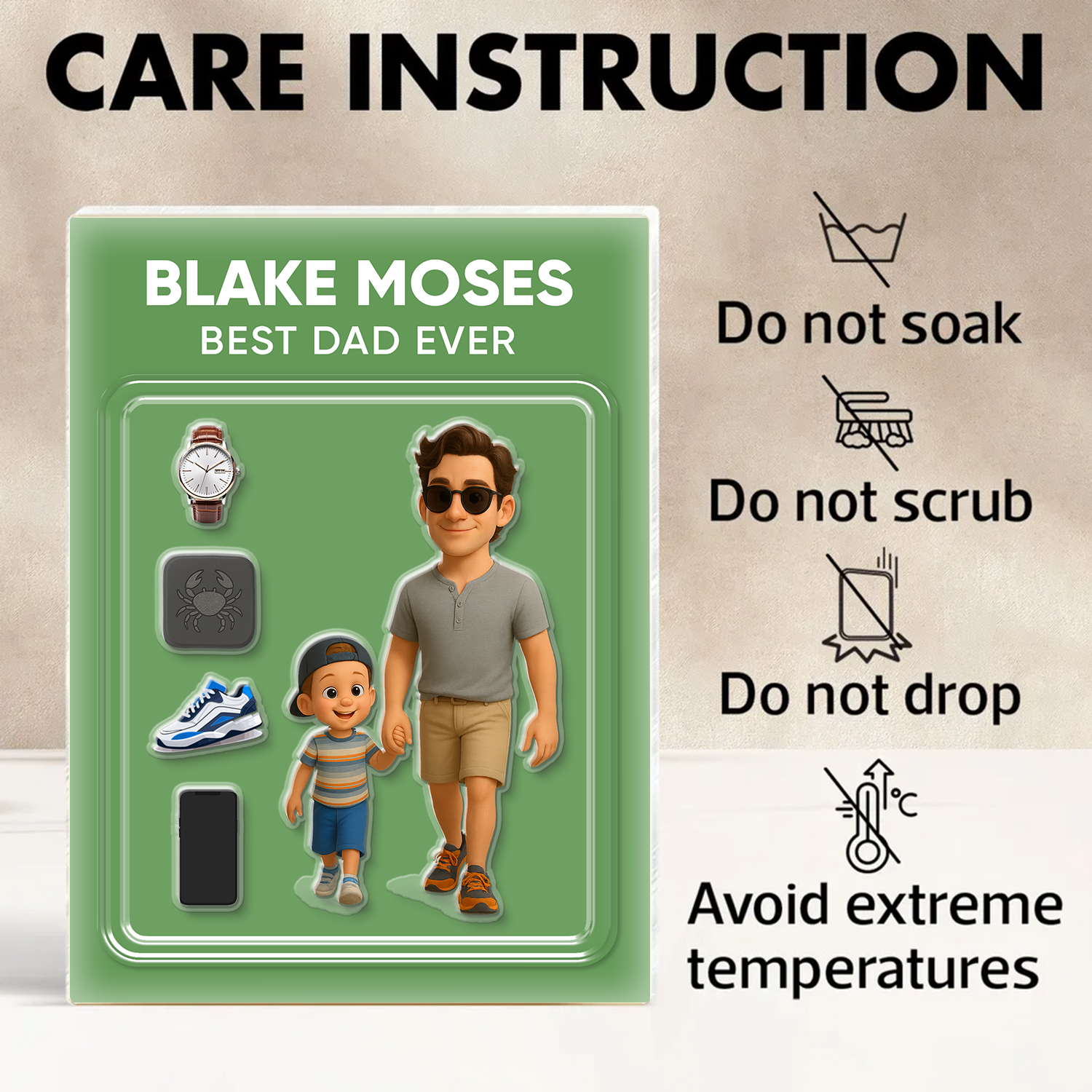 Best Dad Ever - Custom Photo Personalized Acrylic Block Plaque