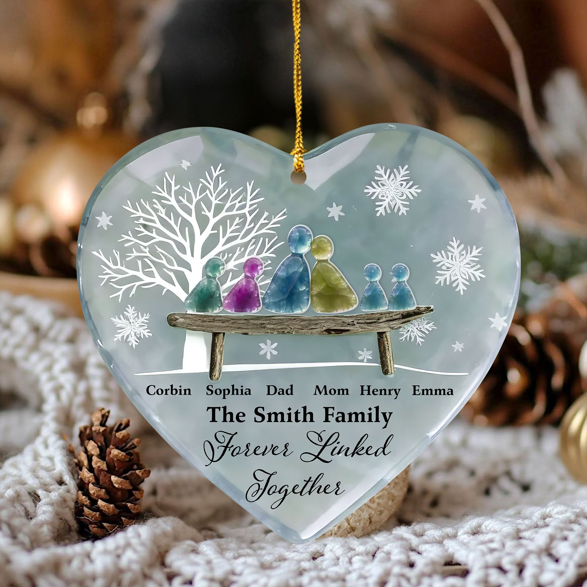 Forever Linked Together - Custom Name Family Gift - Custom Shape Hologram Ornament
