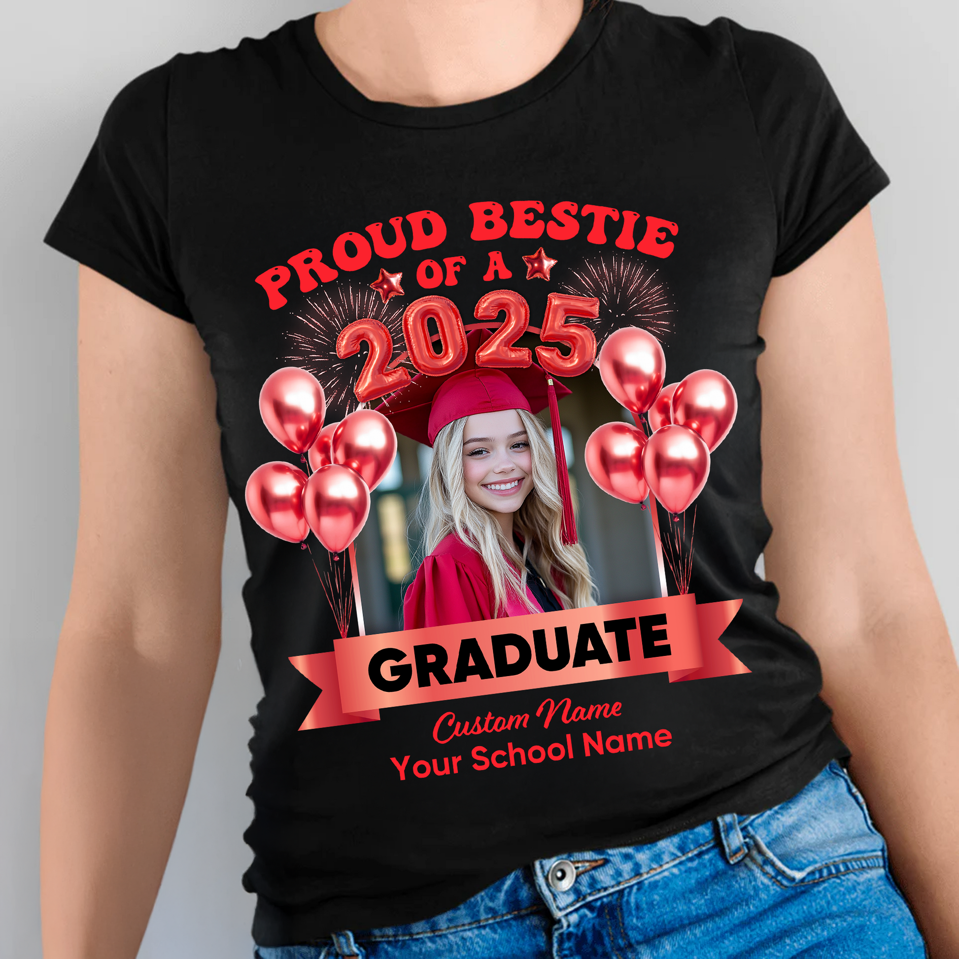 Proud Family Of A 2025 Personalized Graduation Shirt Upload Photo T-shirt, Graduation Gift