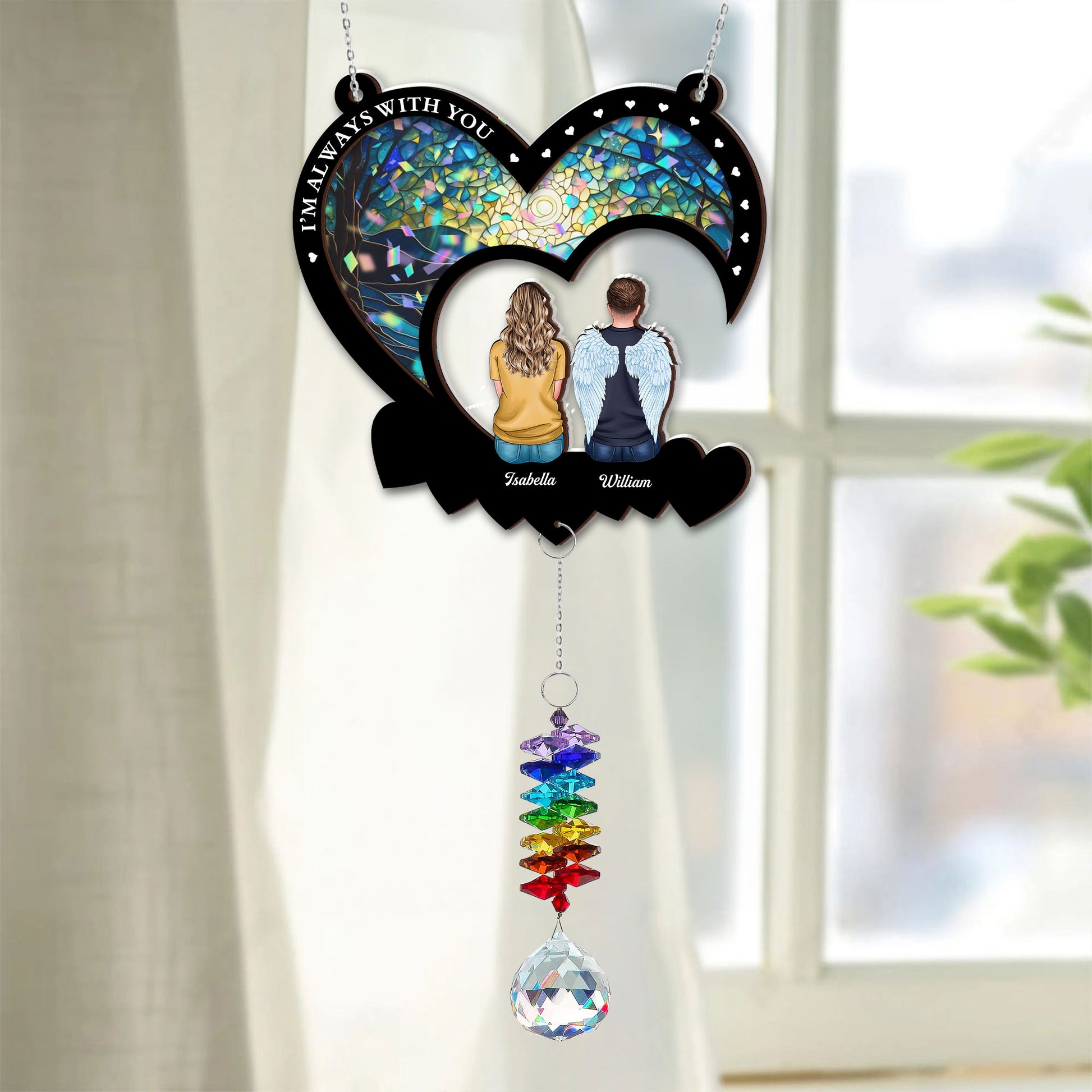 Forever In My Heart - Ornament Hanging Piece With Crystal Charm - Memorial Gift