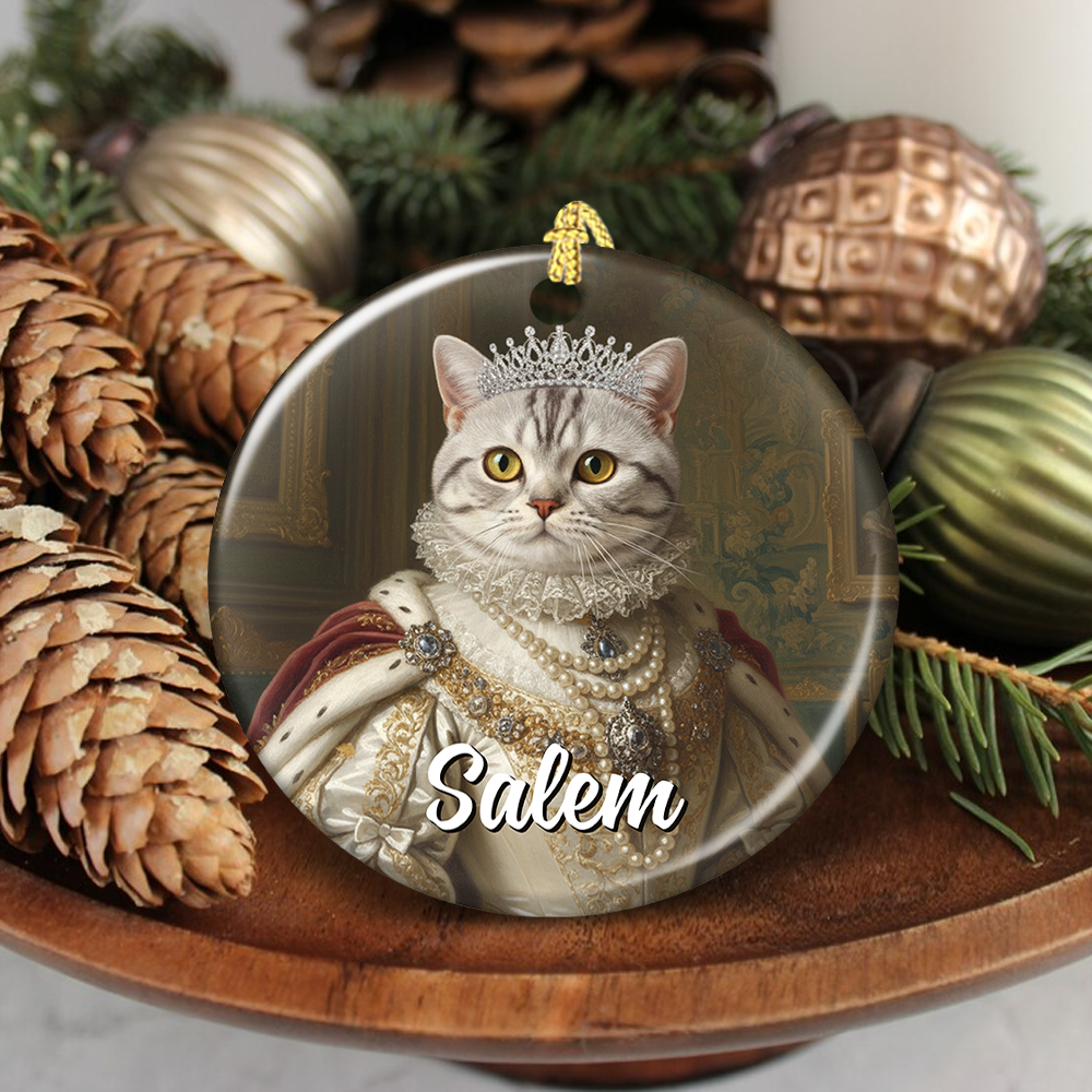 Custom Photo Royal Style - Pet Lover Gift - Personalized Ceramic Ornament